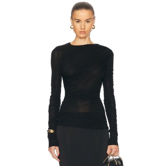 Agolde Tania Twist Tshirt in Black Small New Womens Long Sleeve Top Tee - Picture 1 of 17